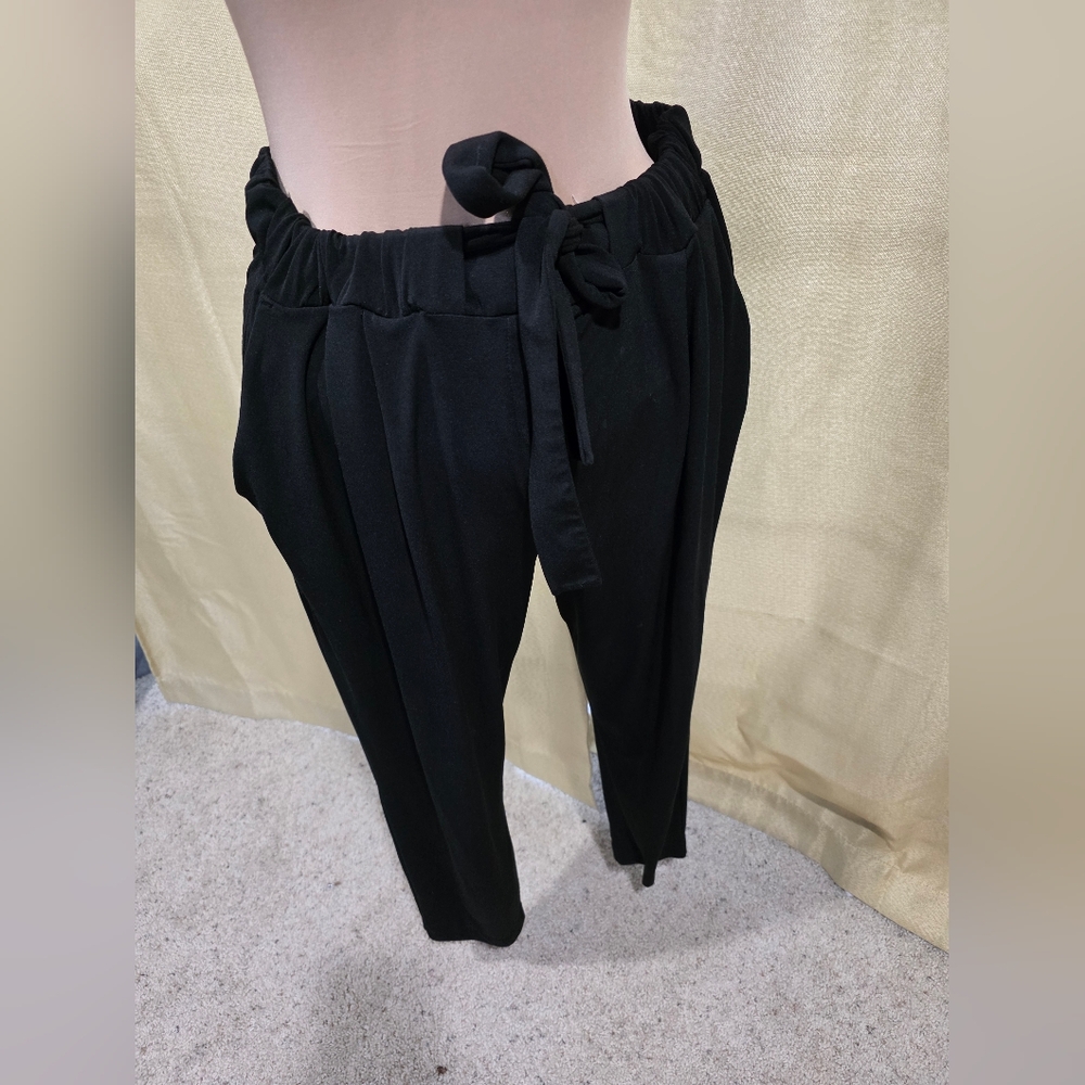 Express Black Elastic-Waist Pants Large Ankle